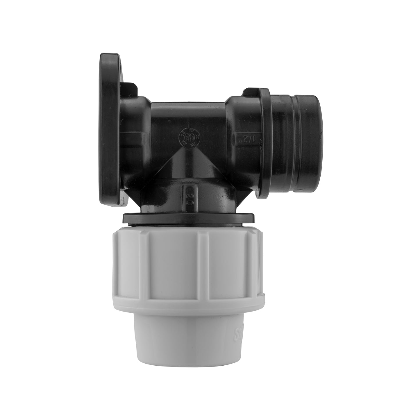 20mm MDPE Wall Flange with Lever Tap 1/2" Barb