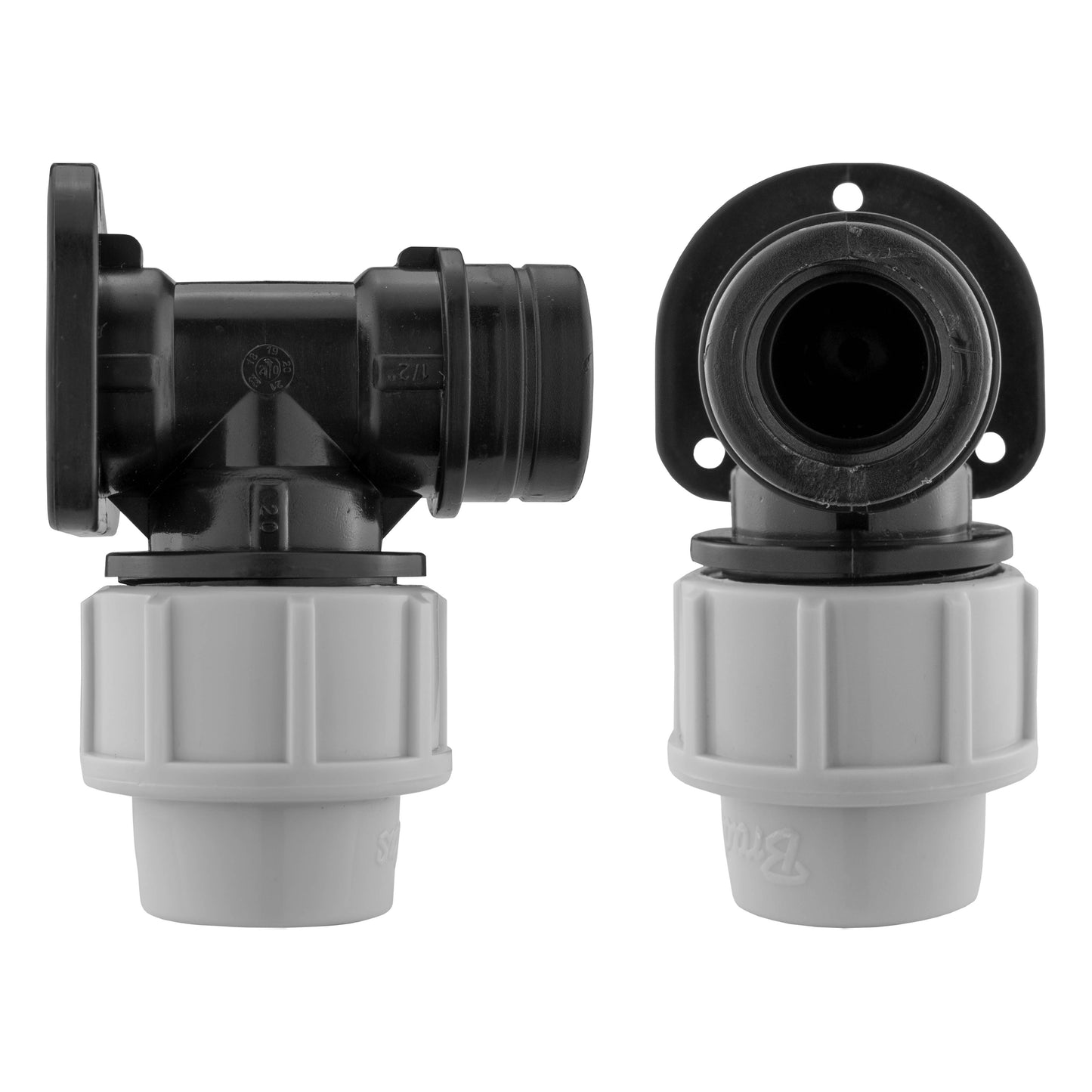 20mm MDPE Wall Flange With Brass Quick Connect Tap