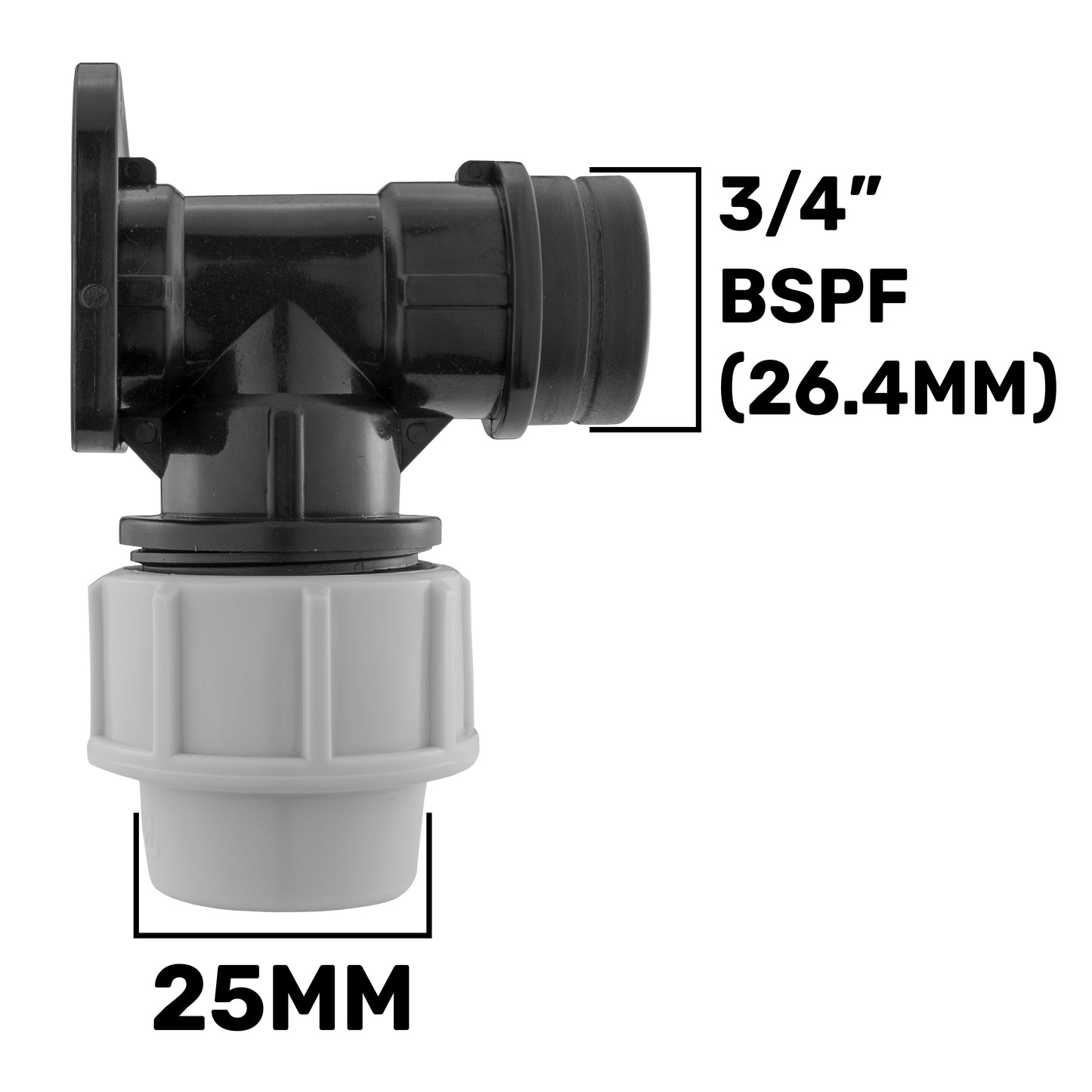 25mm MDPE Wall Flange - Brass Quick Connect Garden Tap