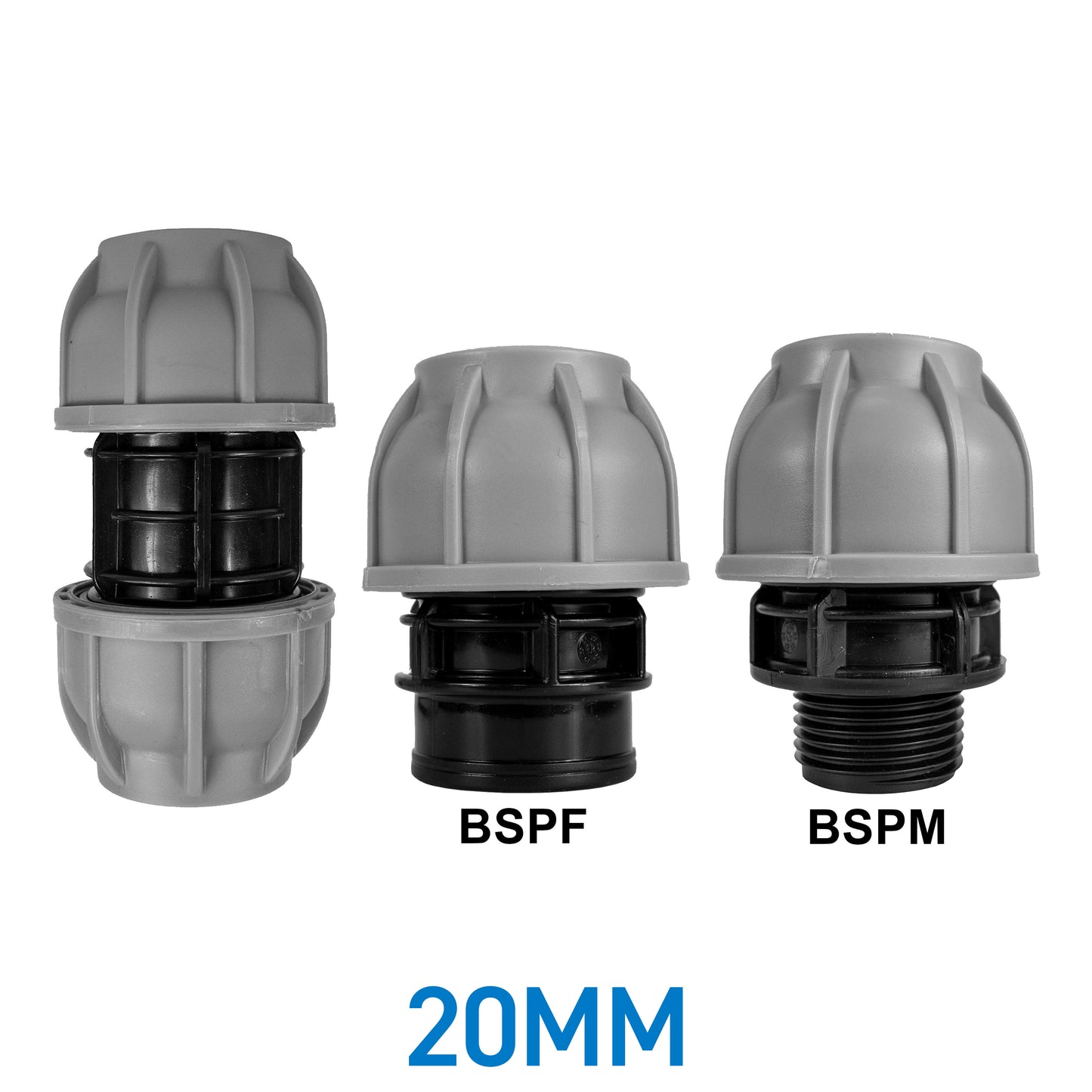 20mm MDPE Pipe Straight Compression Fittings
