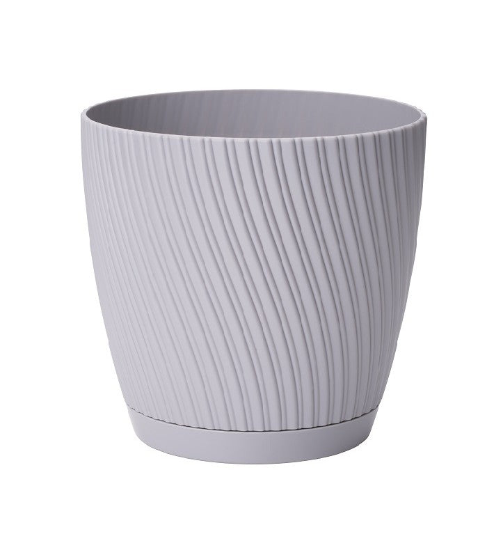 Mika Plant Pot with Saucer Platinum Grey