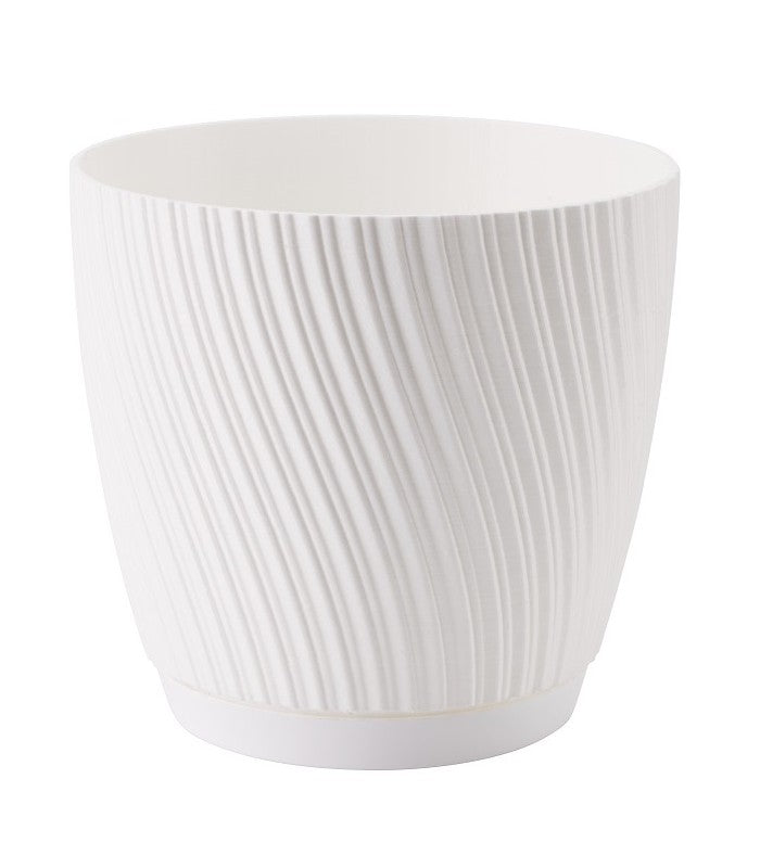 Mika Plant Pot with Saucer White
