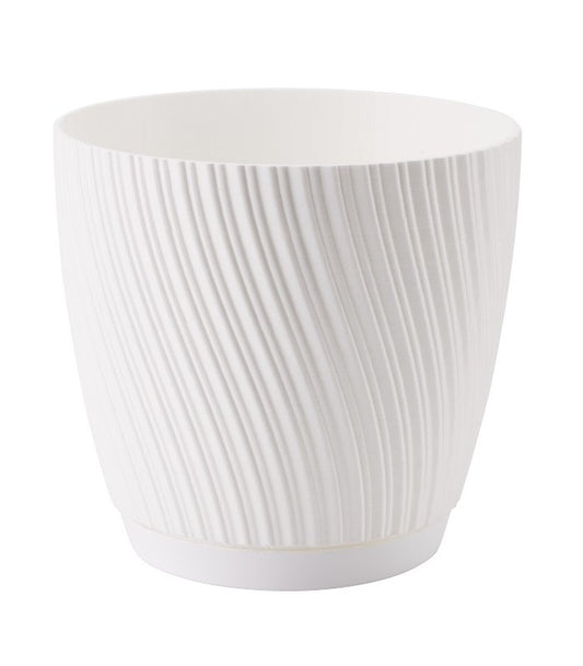 Mika Plant Pot with Saucer White