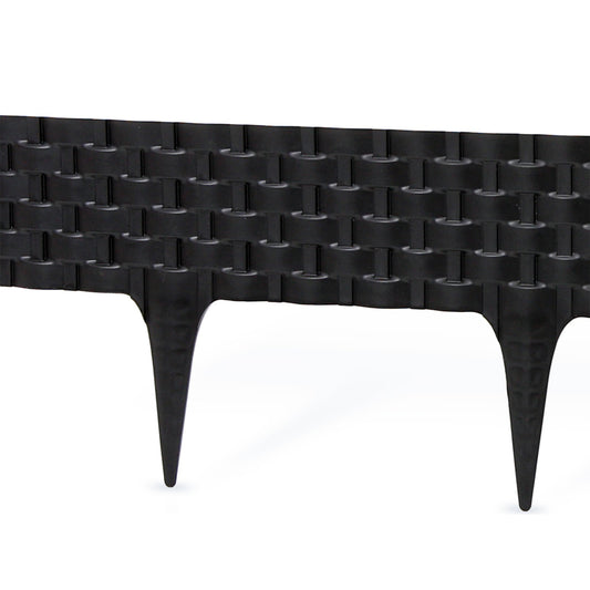Lawn Edging, 2.4 Metres Plastic Palisade Rattan Effect (Black)