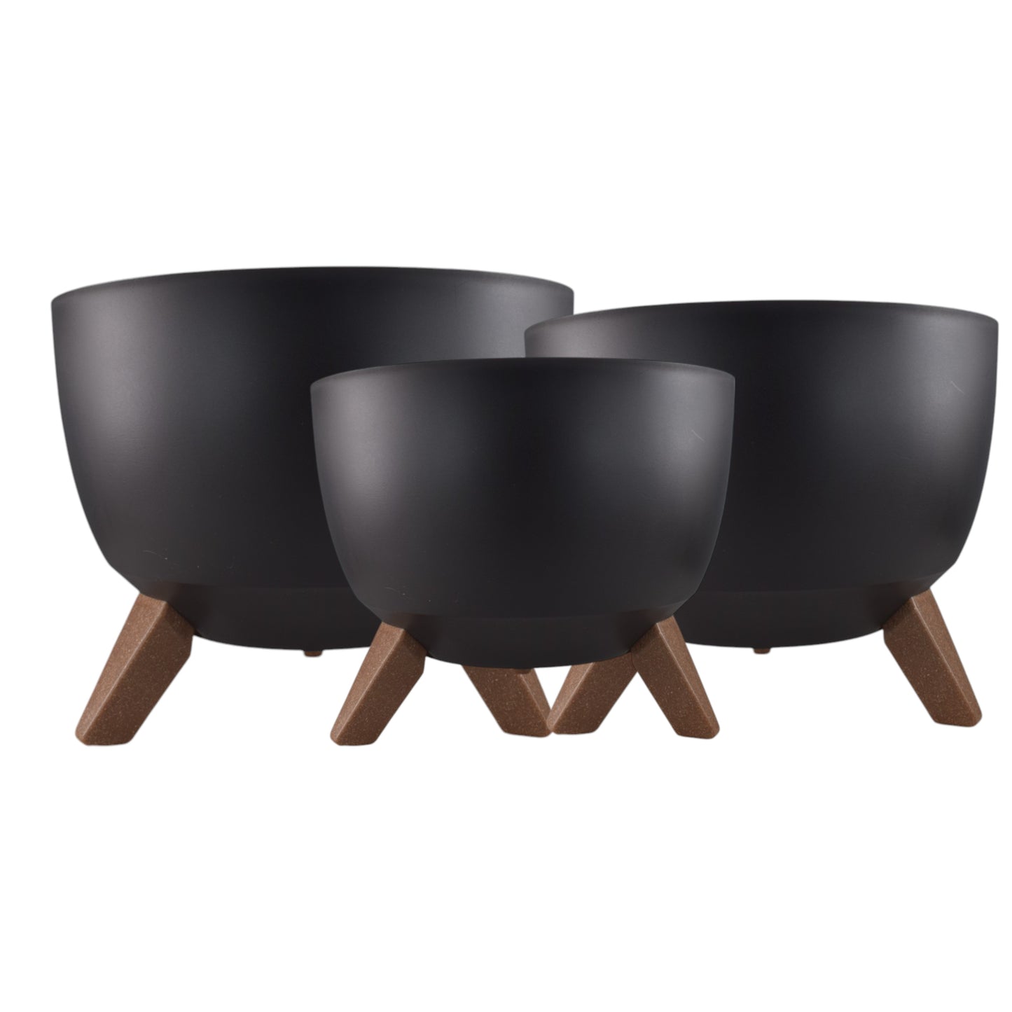 Roma Bowl Plant Pot with Legs, Insert and Drainage Hole (Black)