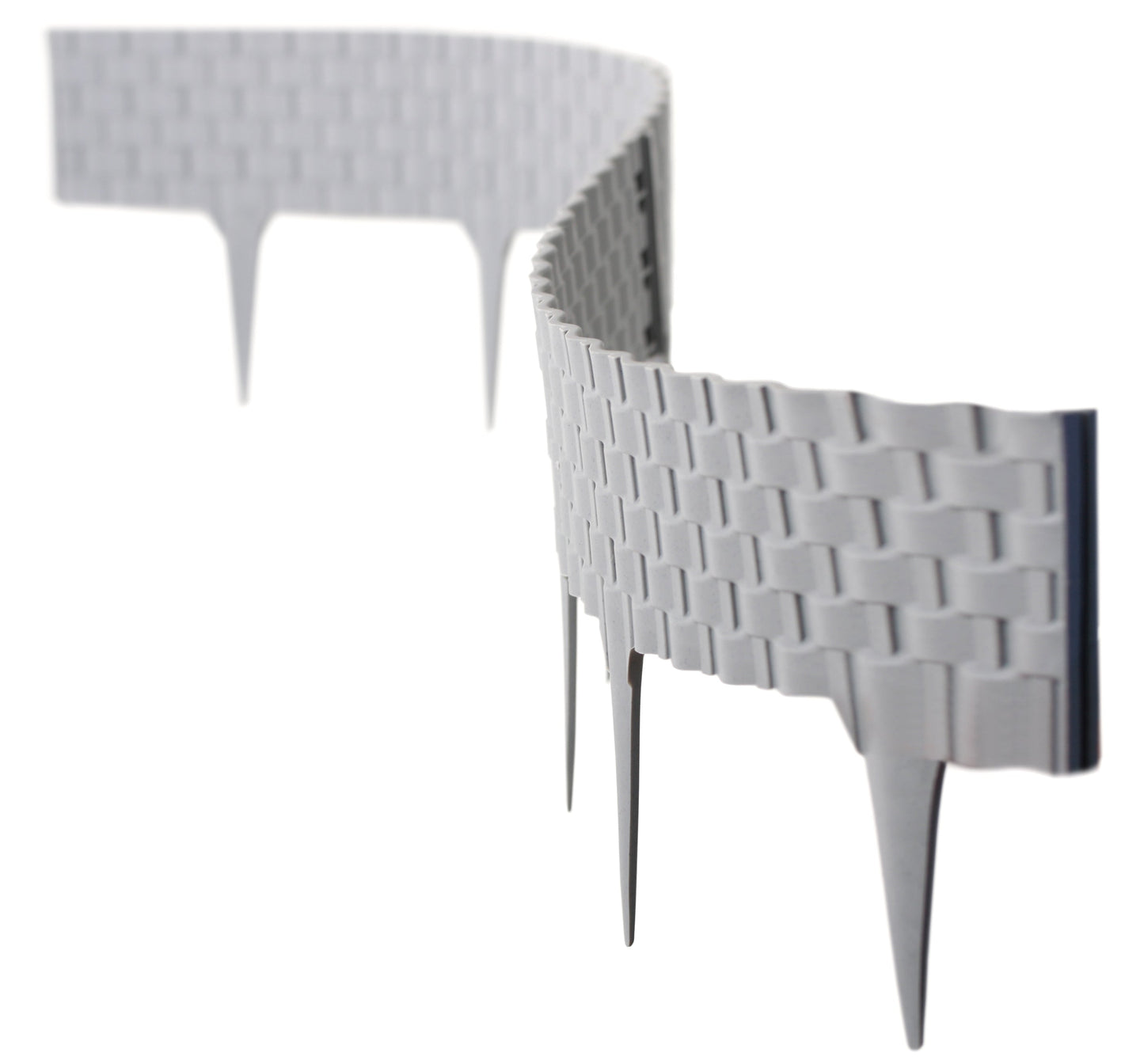 Lawn Edging, 2.4 Metres Plastic Palisade Rattan Effect (Grey)