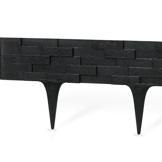 Lawn Edging, 2.38 Metres Plastic Palisade Slate Effect (Black)