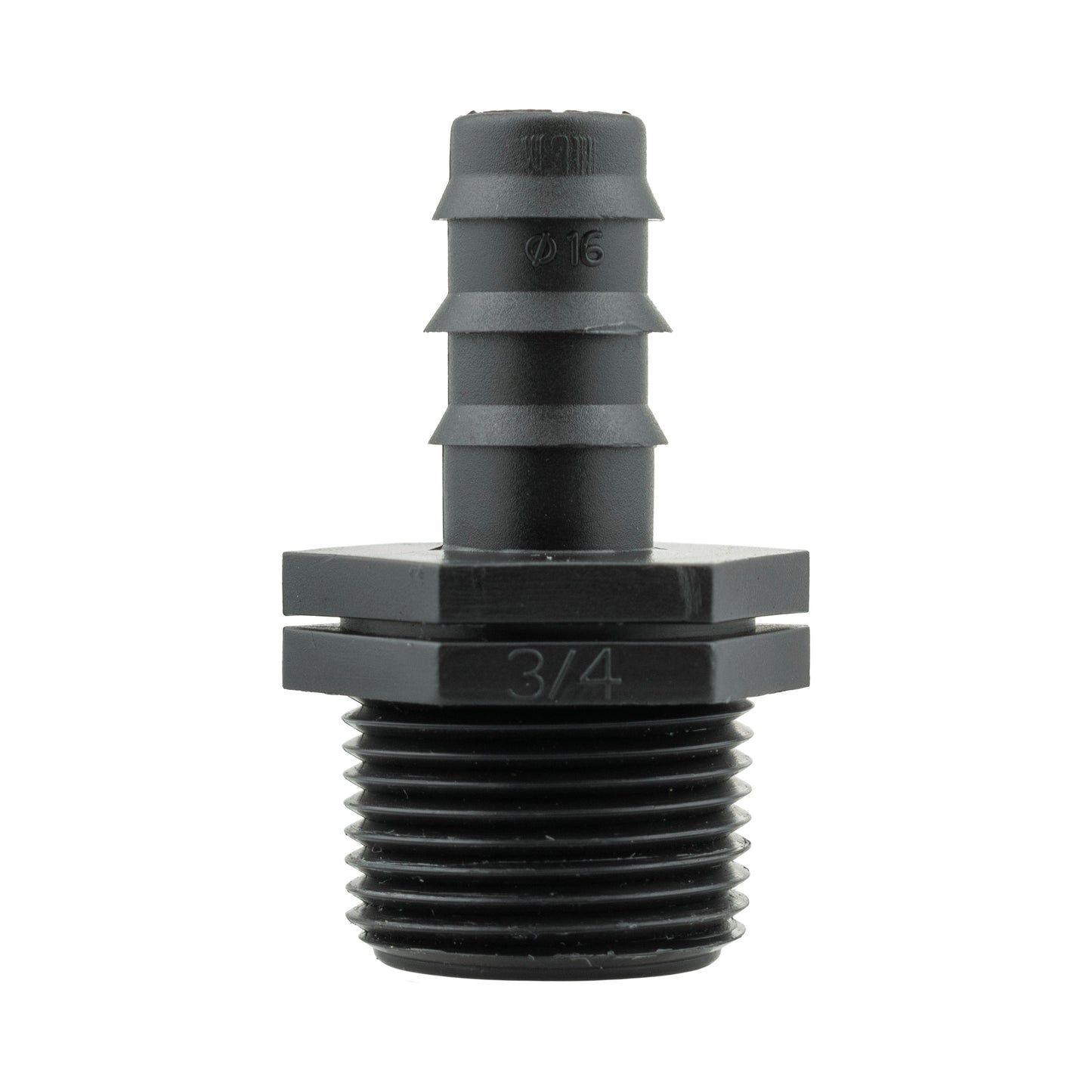 Water Butt Connector 3/4" BSP with Valve and 16mm Barbed Straight