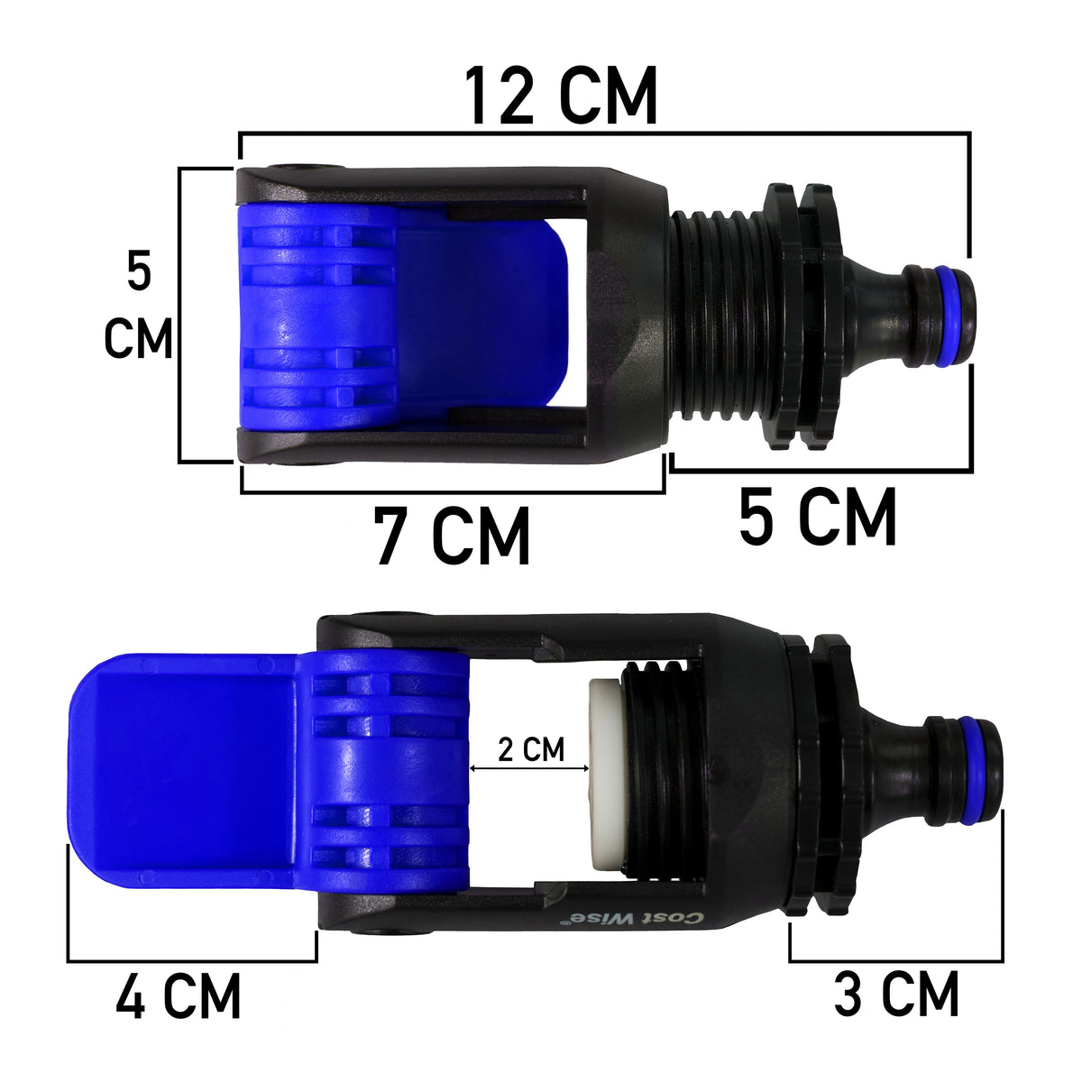 Kitchen Tap to Hose Adapter – Blue Lever Clamp
