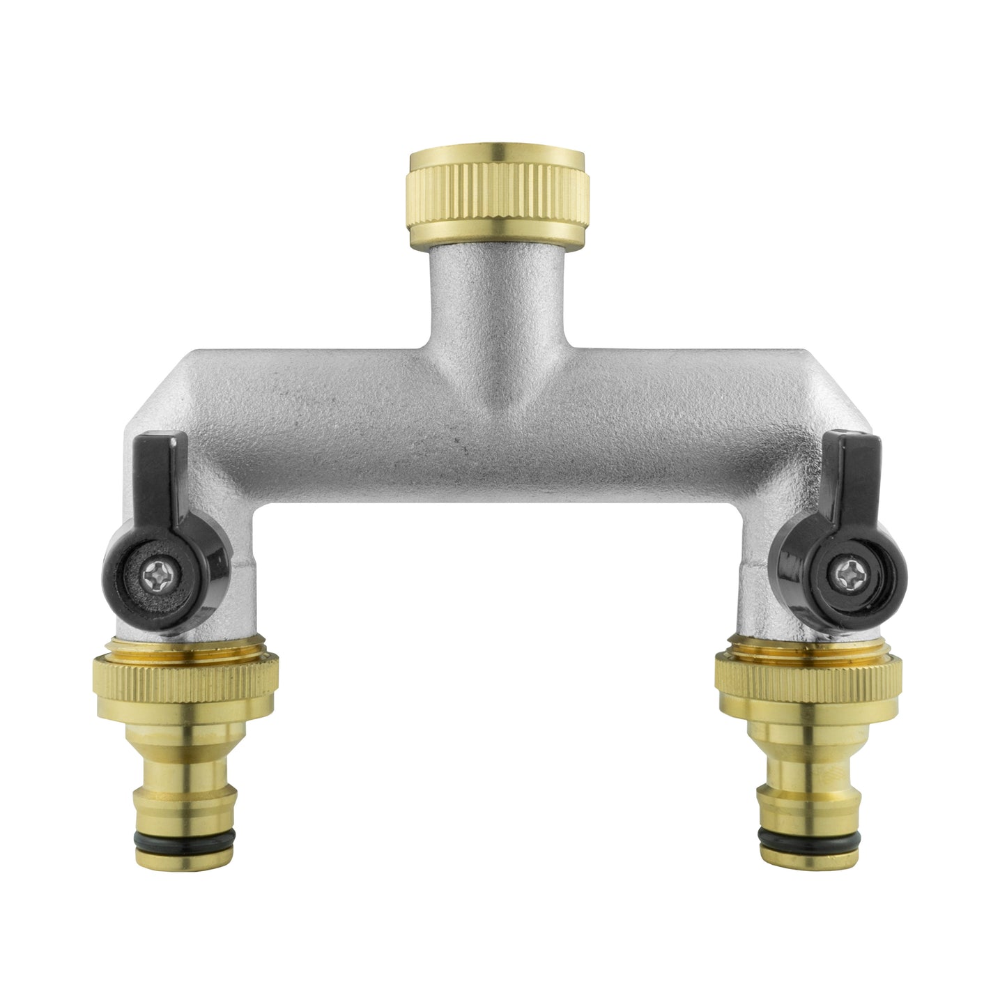 Two Way Tap Splitter Brass 3/4" BSP With Quick Connect Outlets
