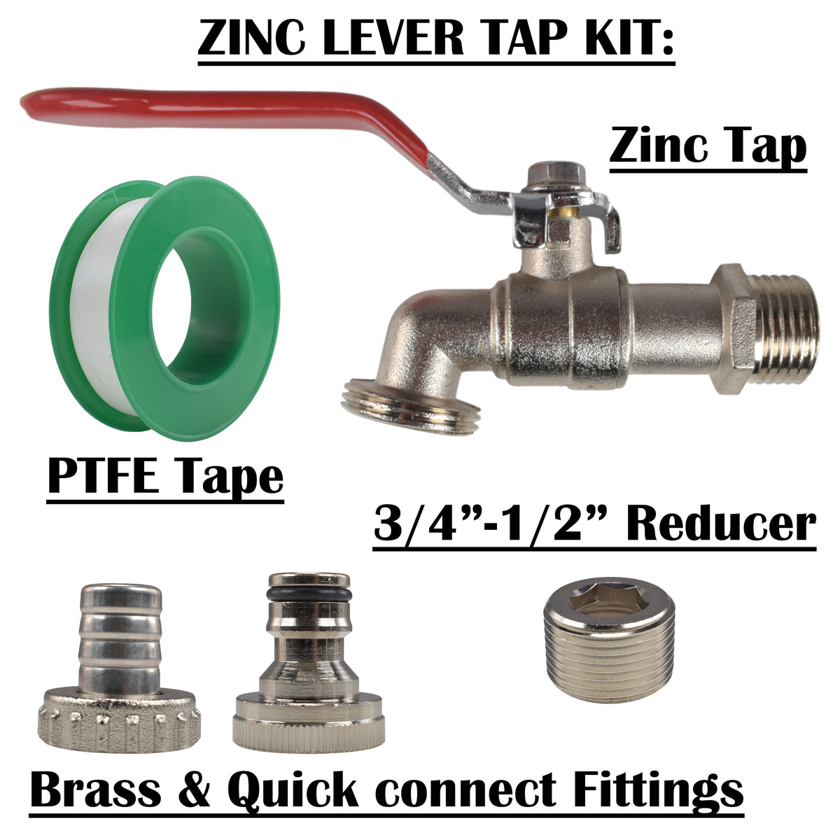 Zinc Lever Garden Tap Kit – ½″ / ¾″ BSP Inlet