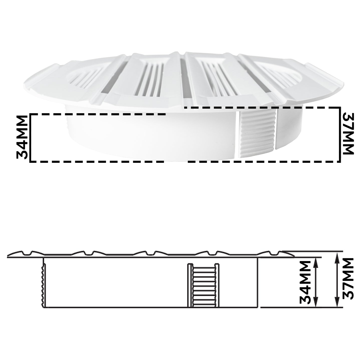 Louvre Vent Round Bella 150mm White