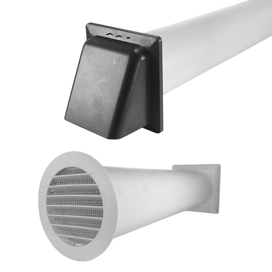 Through Wall Ventilation Kit Round Louvre Fly Mesh Vent with Graphite External Vent