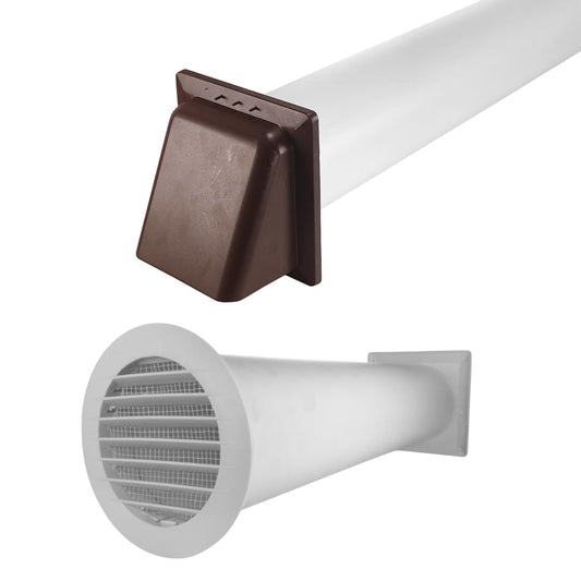 Through Wall Ventilation Kit Round Louvre Fly Mesh Vent with Brown External Vent