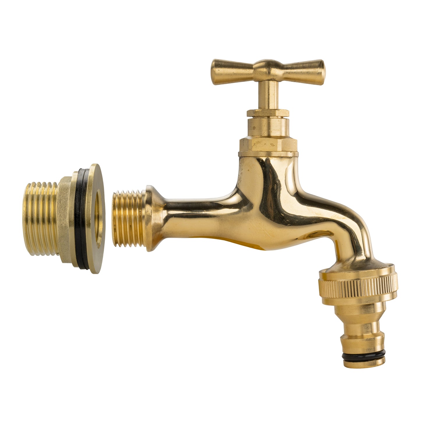 Water Butt Brass Kit 3/4" BSP with Quick Connect Polished Brass Tap