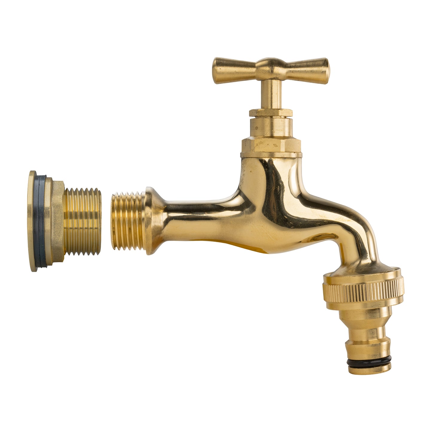 Water Butt Brass Kit 3/4" BSP with Quick Connect Polished Brass Tap