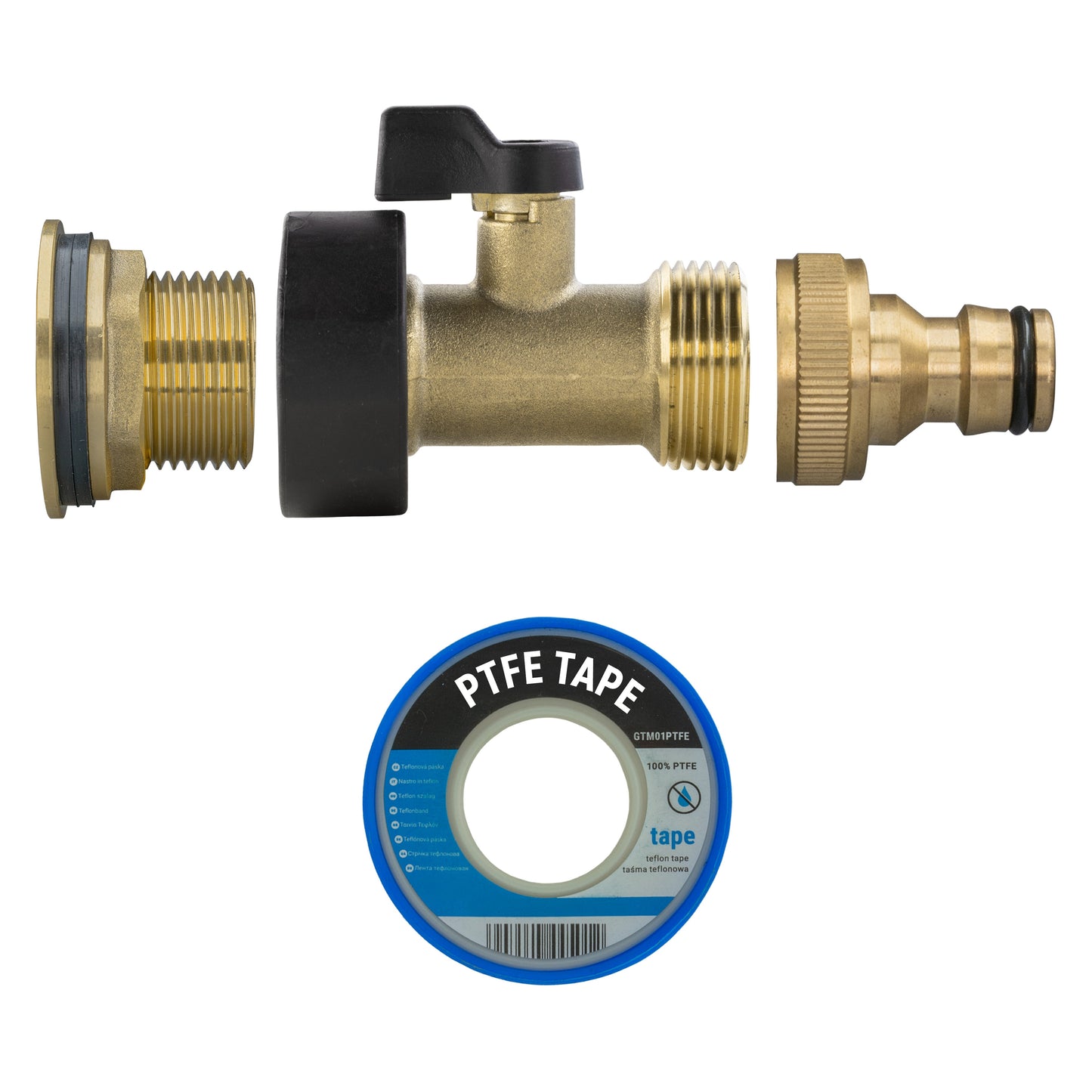 Water Butt Brass Kit 3/4" BSP with Brass Valve + Quick Connect