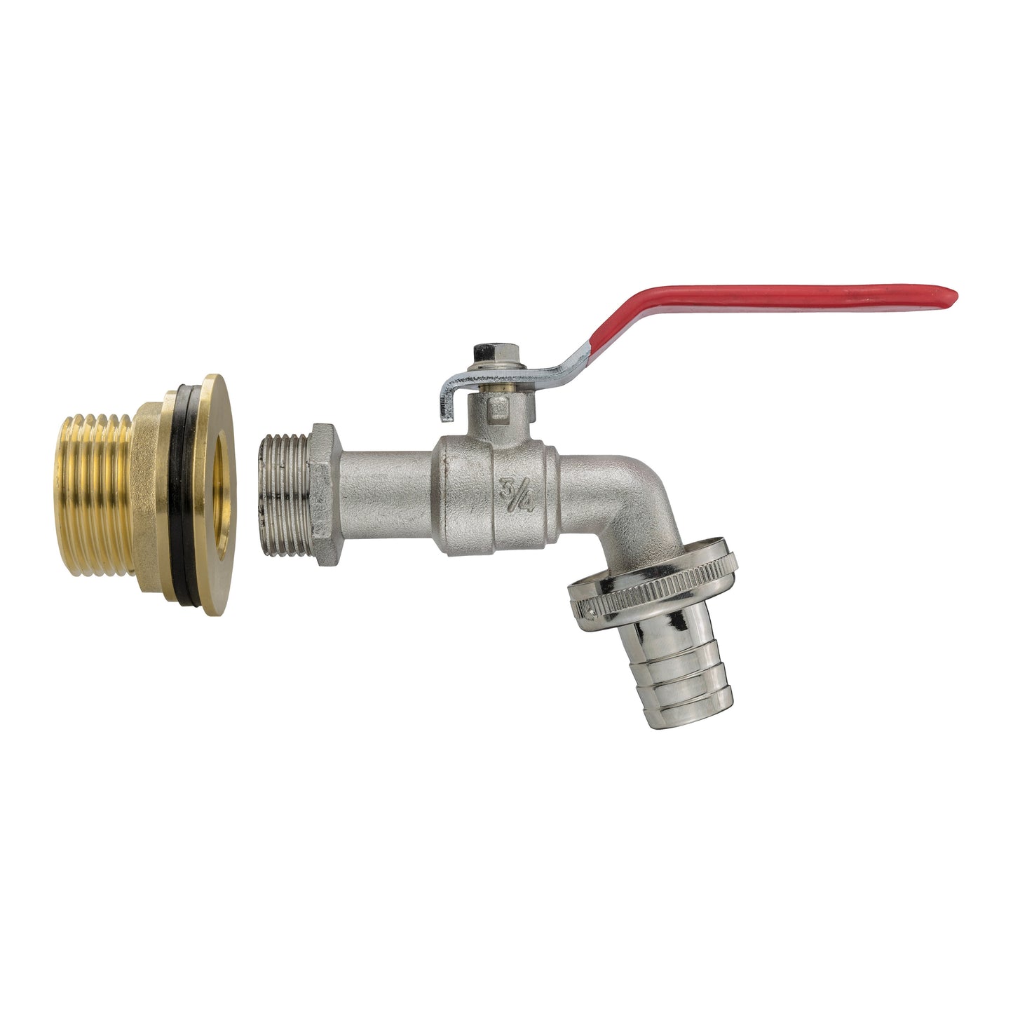 Water Butt Brass Kit 1" BSP with Barbed Lever Tap
