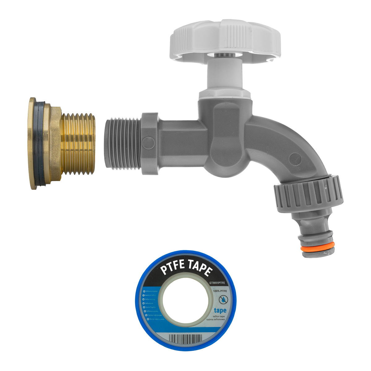 1″ BSP Water Butt Kit – Grey/White Dial Tap
