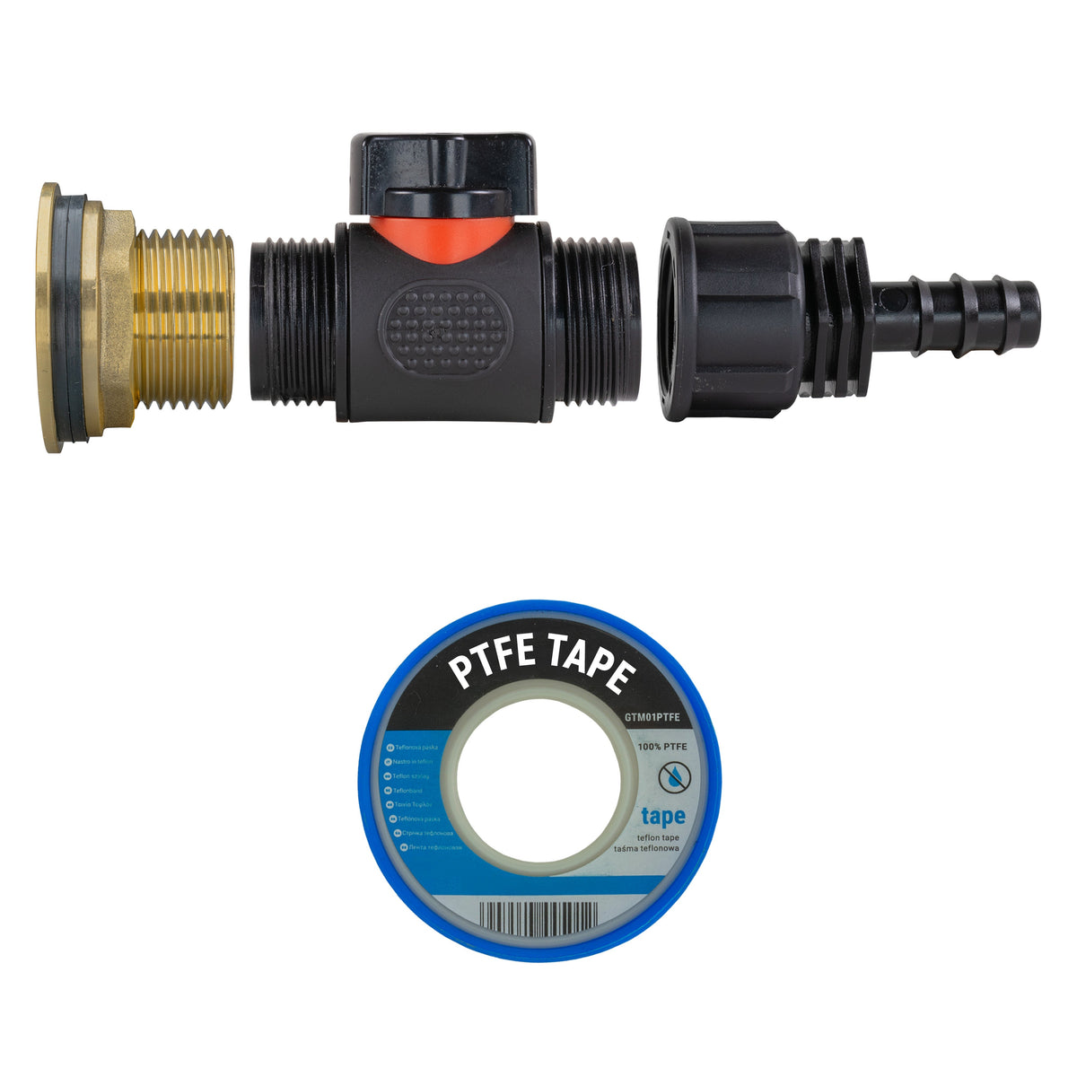 1″ BSP Water Butt Kit – Inline Valve & 16mm Irrigation Barb