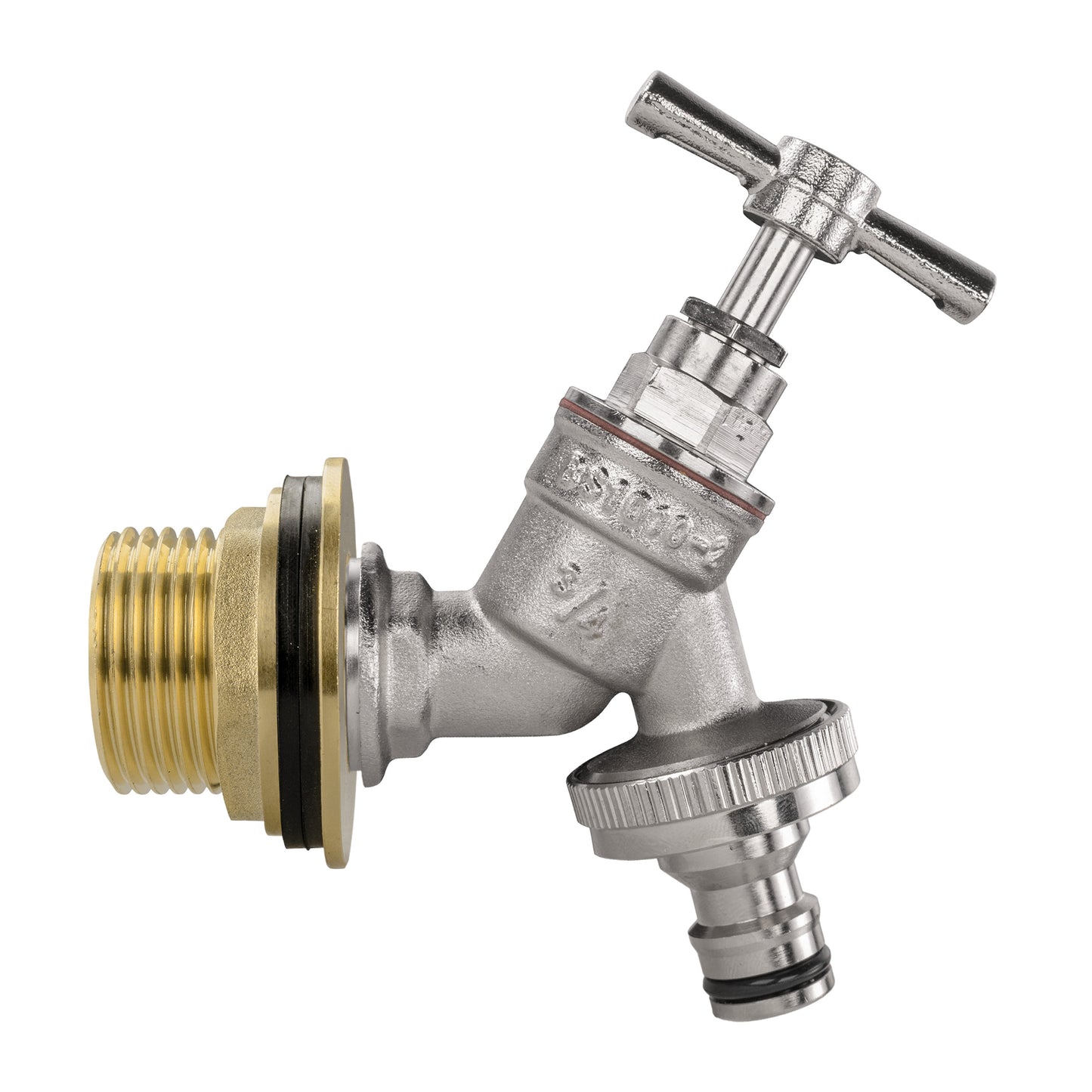 Water Butt Brass Kit 1" BSP with Nickel Plated Quick Connect Tap