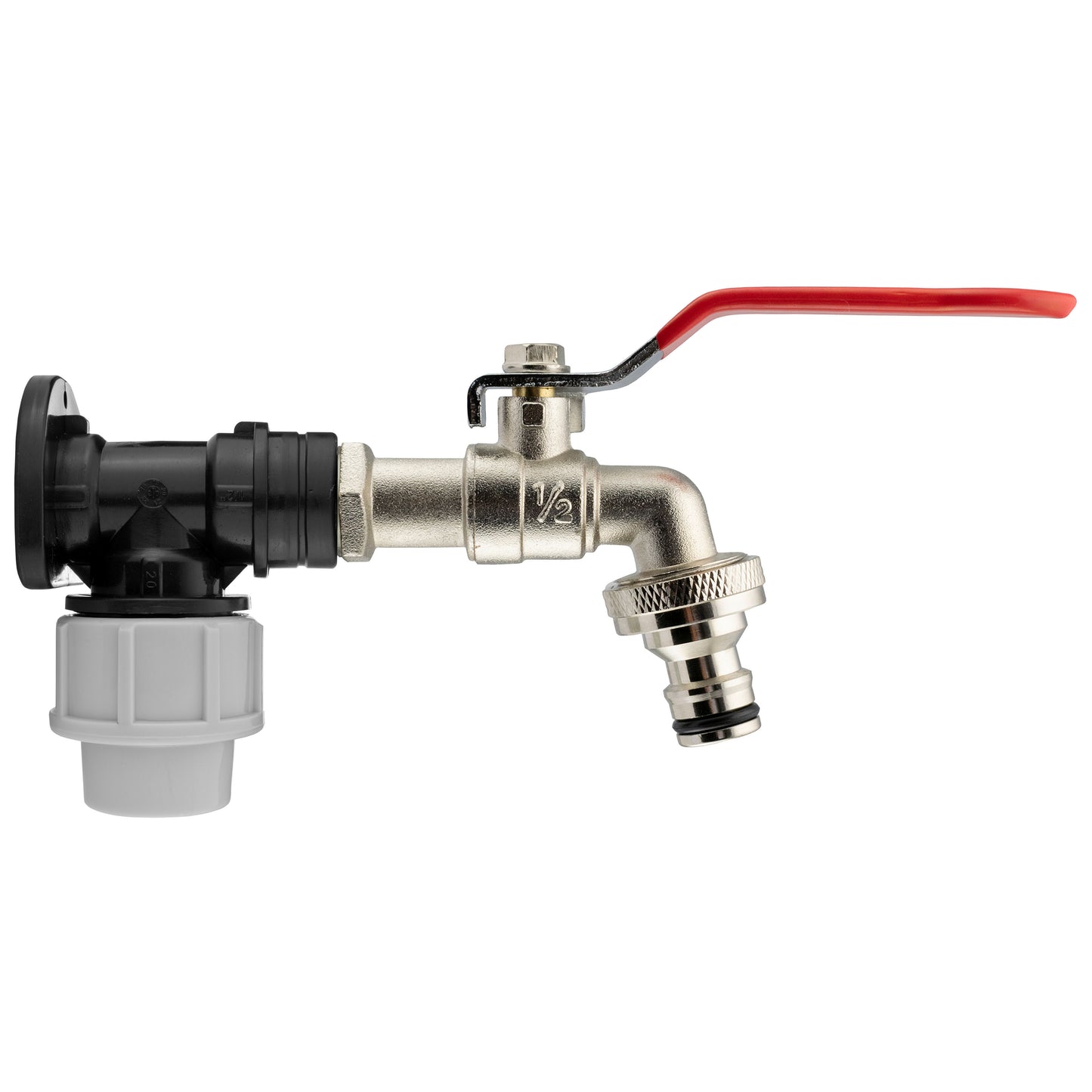 20mm MDPE Wall Flange with Quick Connect Lever Tap