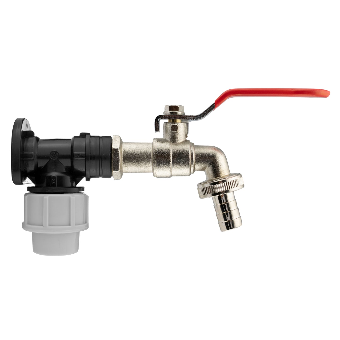 20mm MDPE Wall Flange with Lever Tap 1/2" Barb