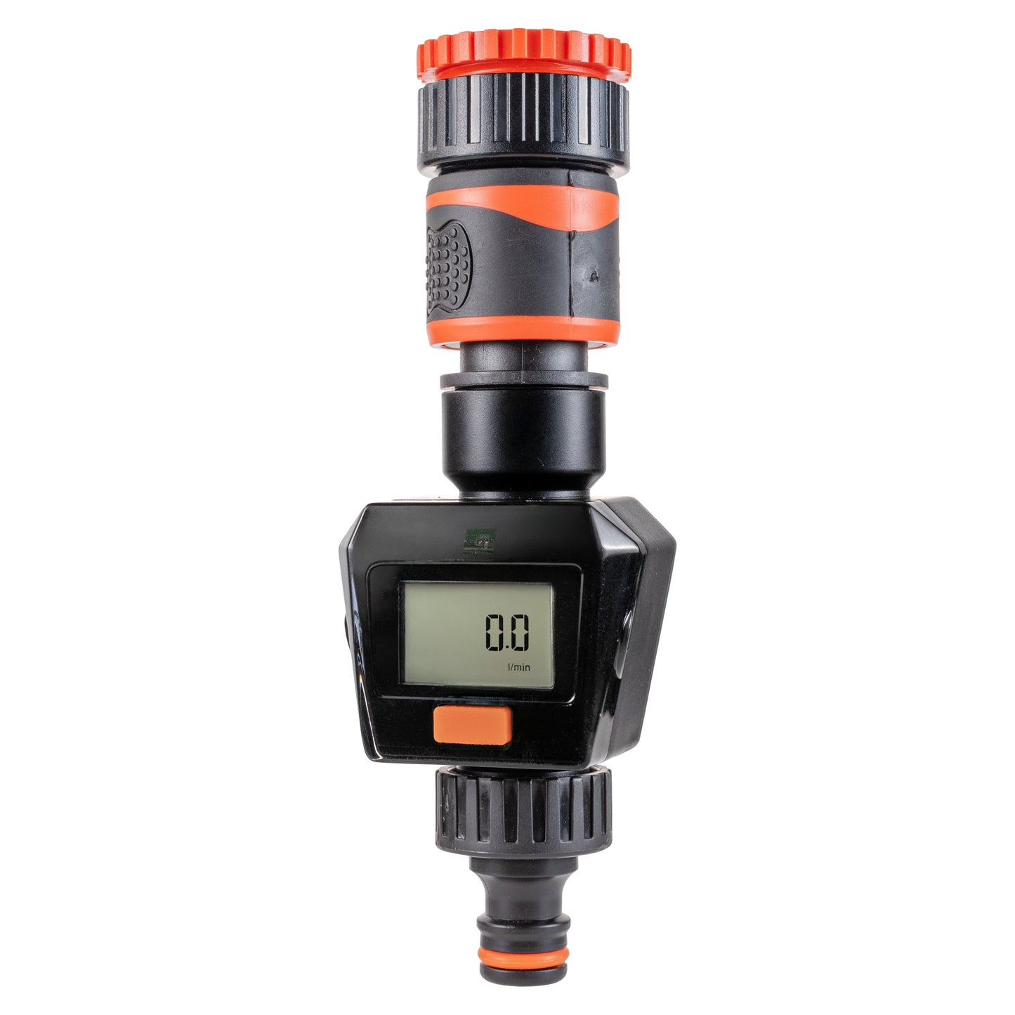 Water Flow Meter with Quick Connect Outlet (Black/Orange)