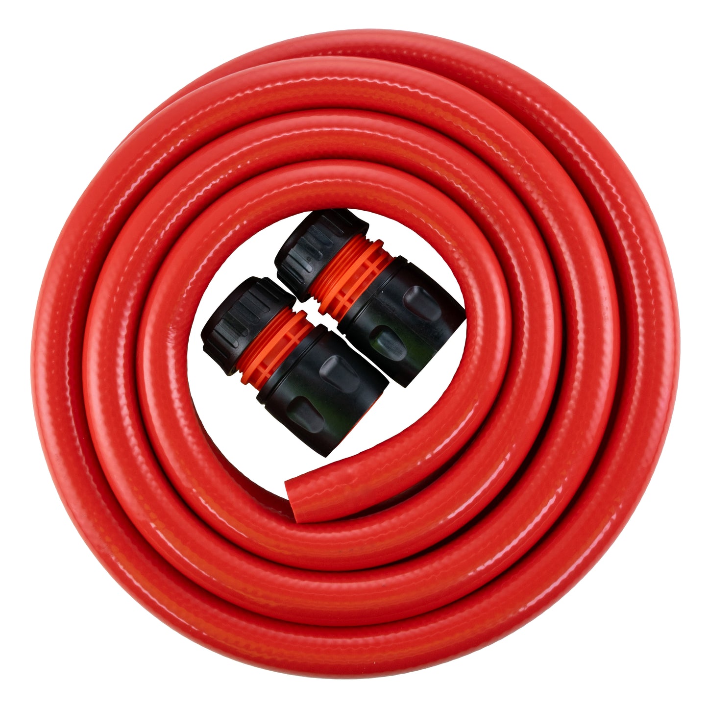 Red Water Hose Pipe with Black Hose Connectors