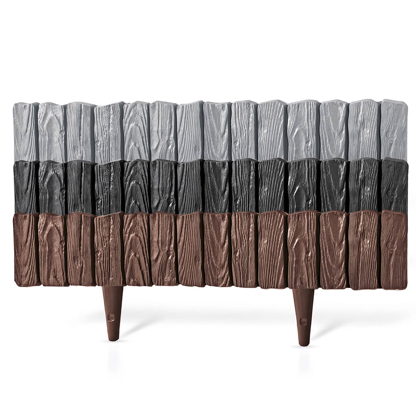 Lawn Edging, 2.32 Metres Plastic Palisade Wood Effect (Brown)