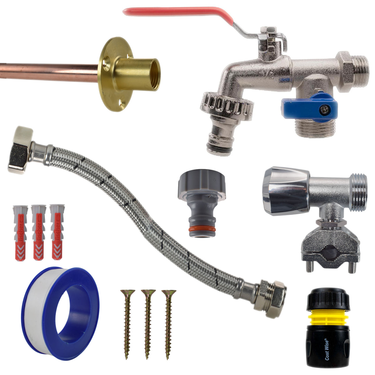 Double-Lever Garden Tap Kit – Self-Cut Supply