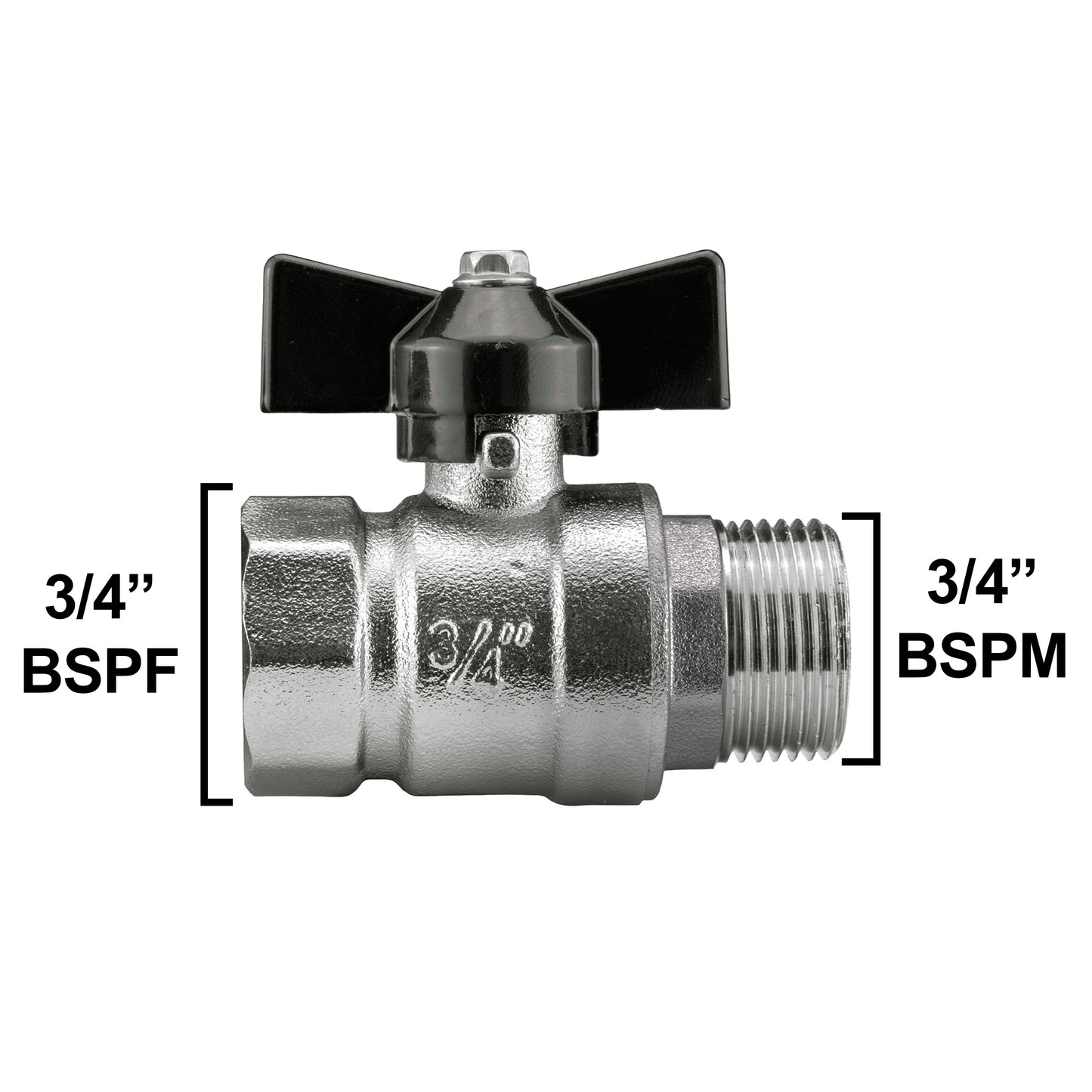 Metal Butterfly Bib Valve 3/4" BSPM-F