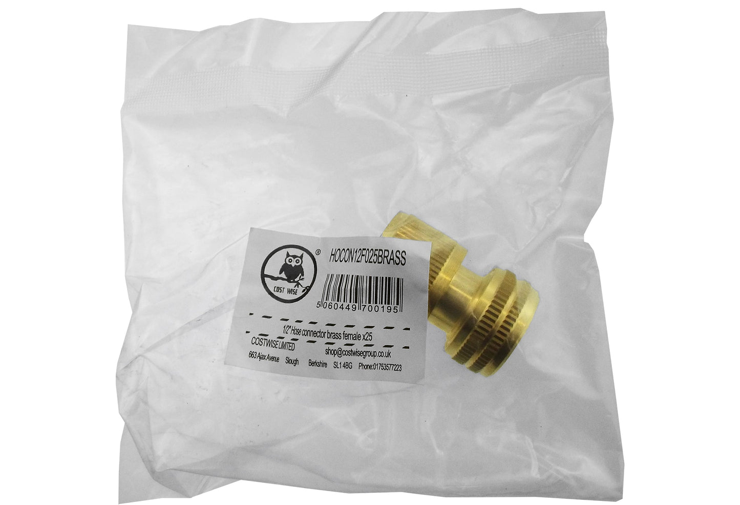 Female Hose Connector for 1/2" Hose, Snap-On Brass