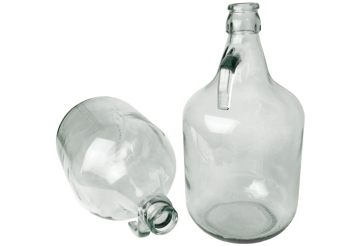 2 × 5L Glass Demijohns – Plain Bottles with Handles