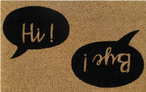 'Hi! Bye!' Coir Fibre Doormat with Rubber Backing (60cm x 40cm)