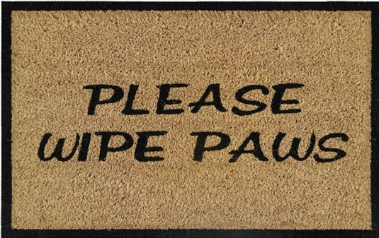 'Please Wipe Paws' Coir Fibre Doormat with Rubber Backing (60cm x 40cm)