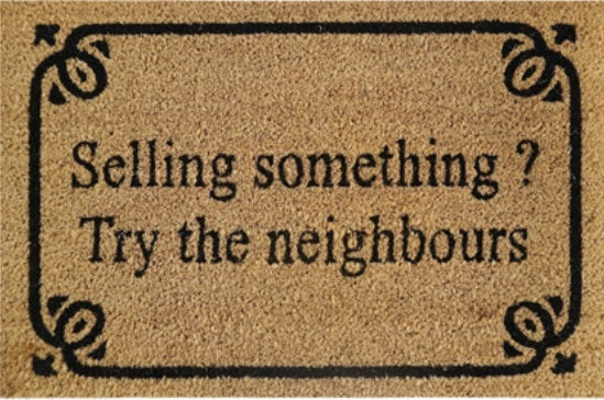 'Selling Something? Try The Neighbours' Coir Fibre Doormat with Rubber Backing (60cm x 40cm)