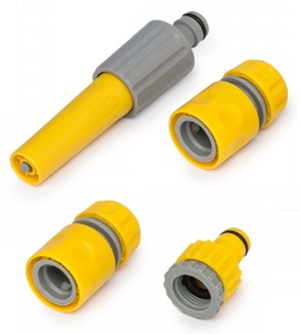 Hose Connectors Set With Spray Nozzle, Yellow