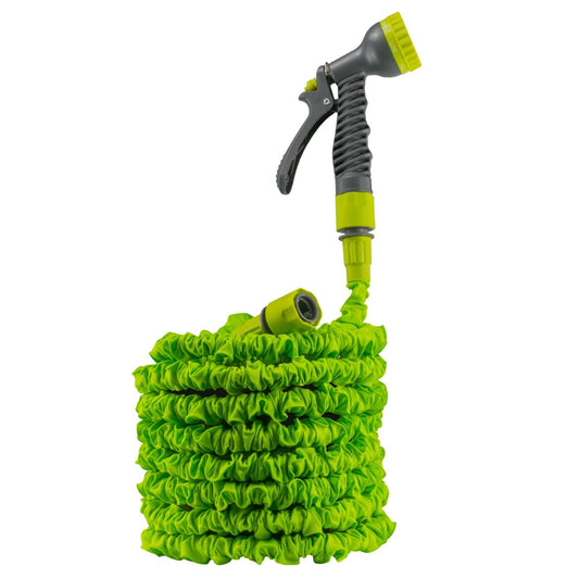 Heavy Duty Expandable Garden Water Hose Pipe With Sprayer, Green