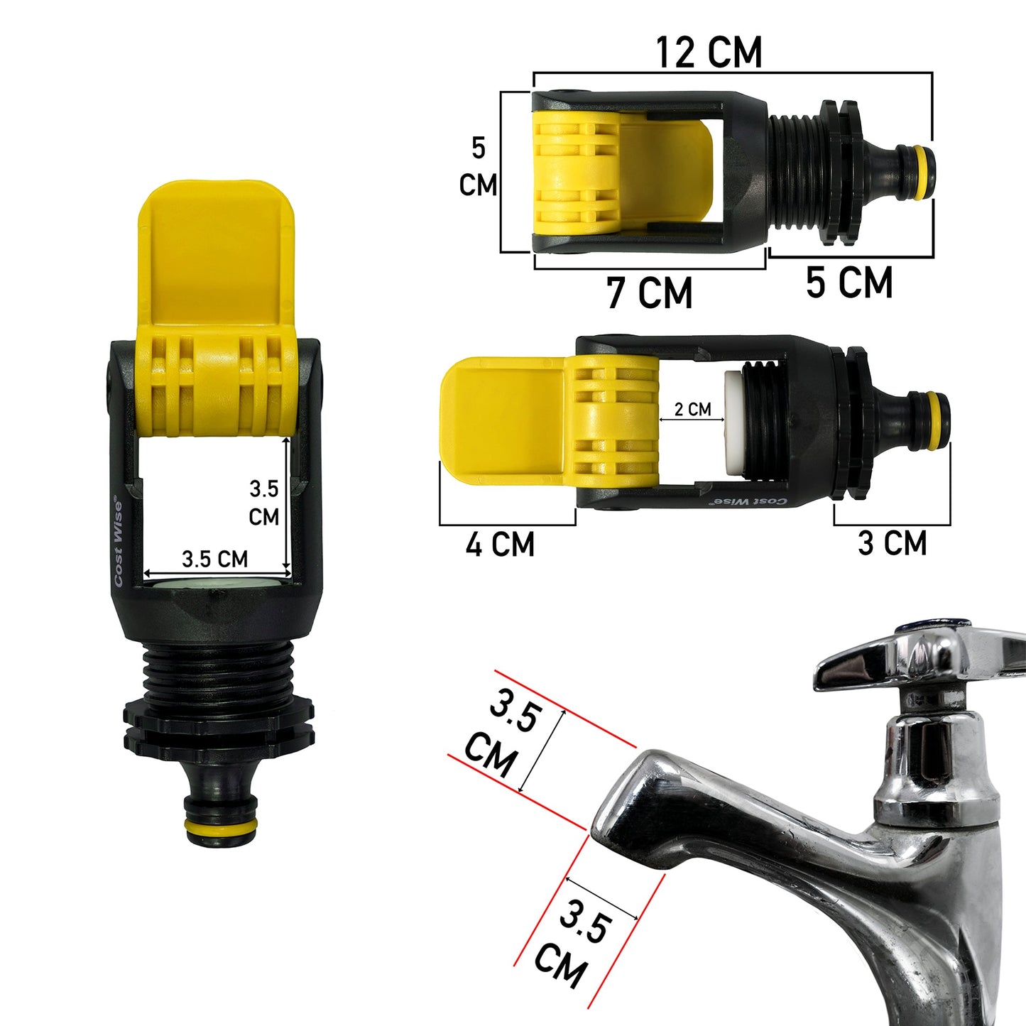 Kitchen Tap Adaptor, Yellow