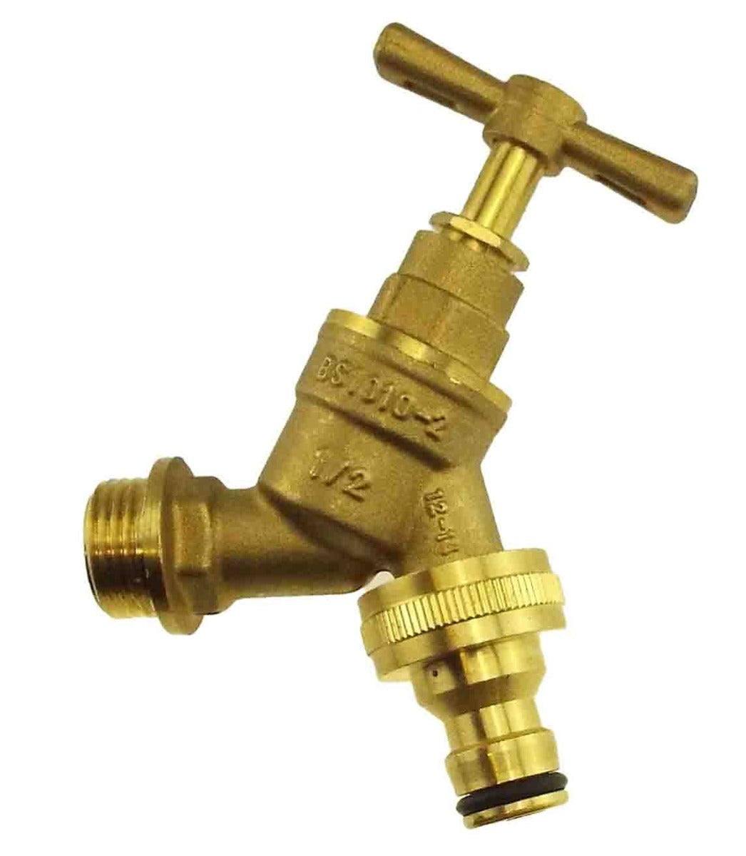 Garden Bib Tap Brass 1/2" BSPM - Quick Connect