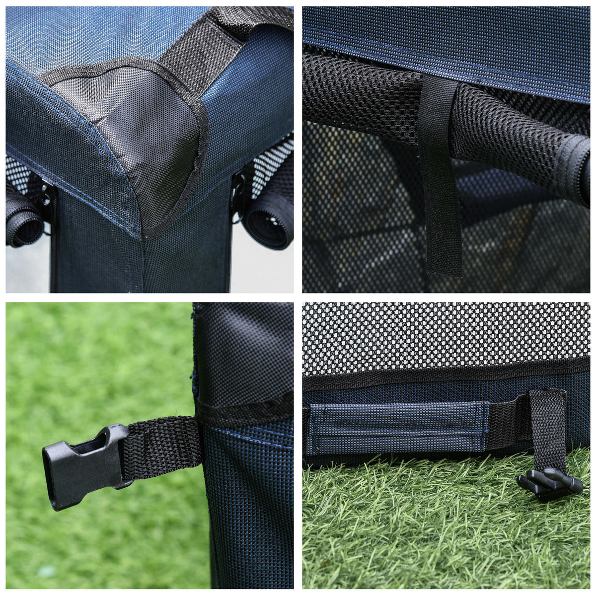 PawHut Foldable Pet Carrier for Small Pet Travel 60 x 41.5 x 41cm - Dark Blue
