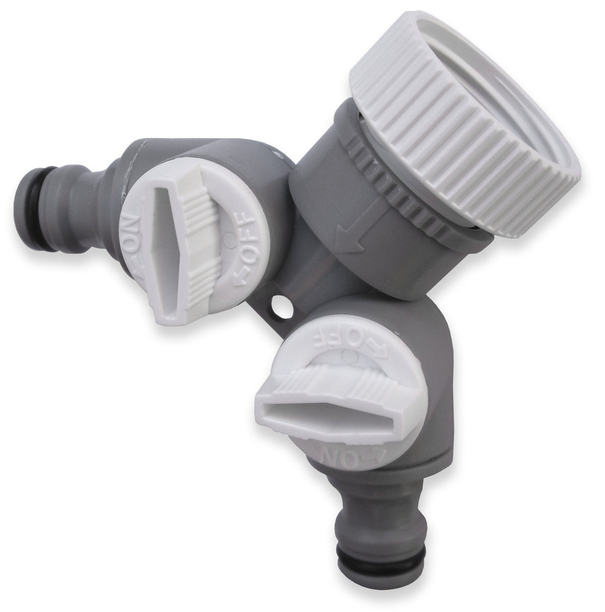 White Line 2-Way Tap Splitter – Quick-Connect Outlets