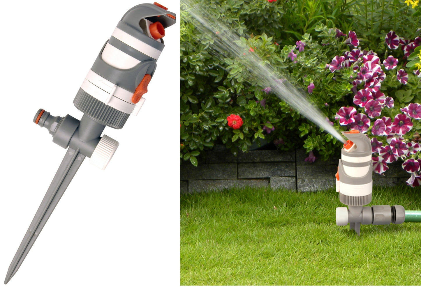 2-Pattern Gear Drive Sprinkler (White/Grey)