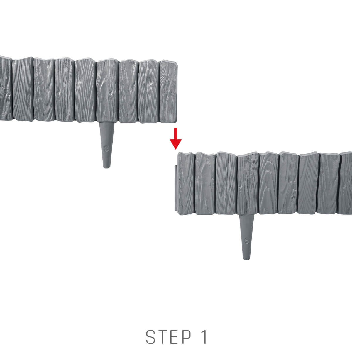 Lawn Edging, 2.32 Metres Plastic Palisade Wood Effect (Grey)