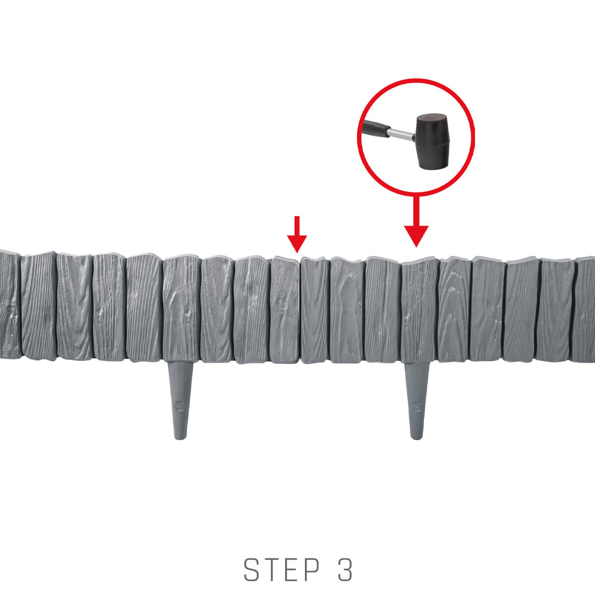 Lawn Edging, 2.32 Metres Plastic Palisade Wood Effect (Black)
