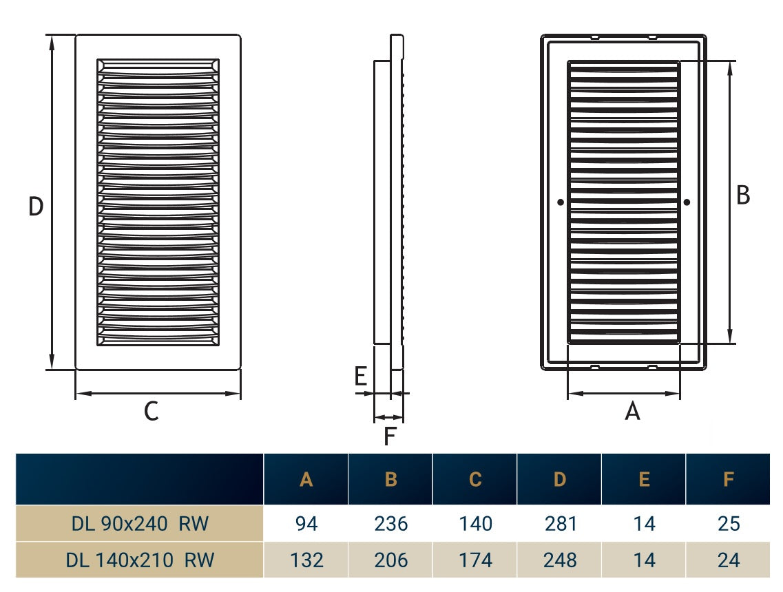 Dospel DL/140×210 RW LUX Louvre Vent with Fly Mesh – White