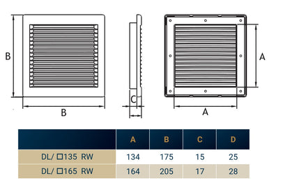 Dospel DL/135 RW LUX Louvre Vent with Fly Mesh – White