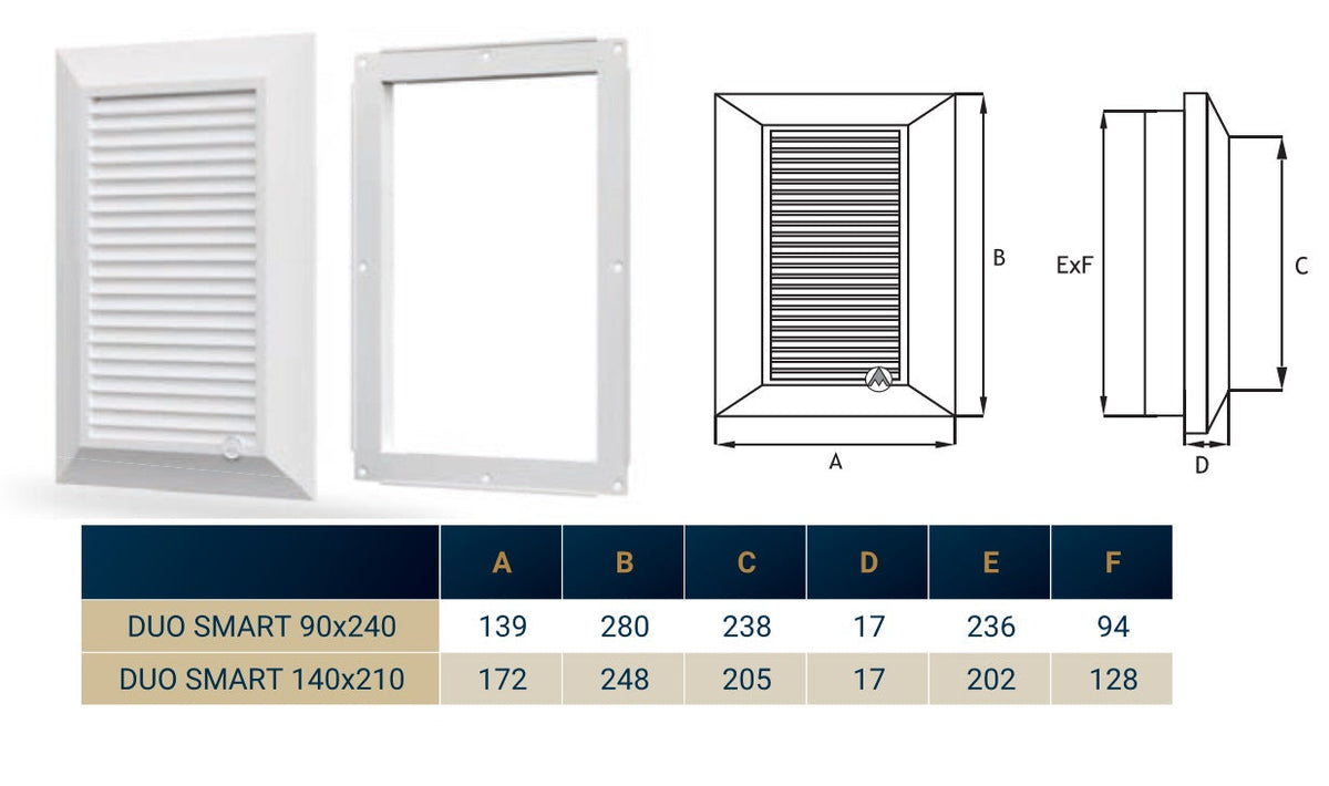 Dospel Duo Smart 90×240 Louvre Vent with Fly Mesh – White