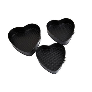 Set of Three Heart Shaped Springform Cake Tins